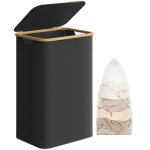 Panier � linge mince avec couvercle - songmics - 90l - tissu oxford - noir dencre