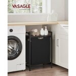 Panier � linge - vasagle - 65l - marron rustique et noir