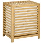 Homcom - panier � linge - bambou - 50x36x60cm - bois naturel