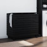 Panier  linge - vidaxl - bois massif de pin - noir - 885x44x76 cm - avec couvercle