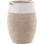 Youdenova panier � linge 105 l en coton tress� marron / beige - grand panier pliable avec poign�es