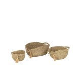 Panier rond anses - j - line - set 3 - brun - blanc - osier