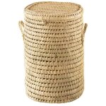 Pani�re � linge ronde palmier naturel 38x38x53 cm