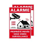 Lot de 2 panneaux alarme propriété privée sous vidéo surveillance 24h / 24 signalisation avec loi - adhésif ... Lot de 2 panneaux alarme propriété privée sous vidéo surveillance 24h / 24 signalisation avec loi - adhésif ...