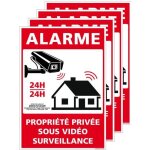 Lot de 4 panneaux alarme propriété privée sous vidéo surveillance 24h / 24 signalisation avec loi - adhésif ... Lot de 4 panneaux alarme propriété privée sous vidéo surveillance 24h / 24 signalisation avec loi - adhésif ...
