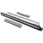 Panneau de brassage 24 ports + 24 noyaux keystone rj45 cat. 6a - lineaire - kit5024as - courts - blinds ...