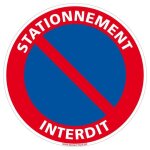 Adhsif panneau stationnement interdit - autocollant - diamtre 250 mm - interdiction de stationner