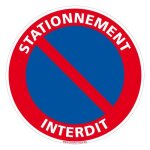 Adh�sif panneau stationnement interdit - autocollant - diam�tre 350 mm - interdiction de stationner