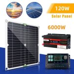 Panneau solaire 120 w avec contrôleur de charge solaire 100 a + onduleur 12v 220 v 6000w transformateur ... Panneau solaire 120 w avec contrôleur de charge solaire 100 a + onduleur 12v 220 v 6000w transformateur ...