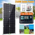 Panneau solaire - mioloe - 250w - kit avec régulateur 20a - deux ports usb - longue durée de vie Panneau solaire - mioloe - 250w - kit avec régulateur 20a - deux ports usb - longue durée de vie