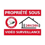 Propri�t� sous vid�o surveillance panneau signalisation s�curit� alarme - adh�sif - 105 x 75 mm