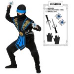 Panoplie ninja bleu enfant luxe et accessoires - plusieurs tailles - vidéo Panoplie ninja bleu enfant luxe et accessoires - plusieurs tailles - vidéo