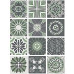 Panorama stickers carrelage adhsif cuisine 72 pices de 10x10cm hydraulique vert - autocollant adhsif ...