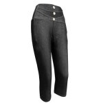 Pantacourt bermuda 3 / 4 femme jean grande taille noir