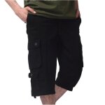 Pantacourt cargo homme ete regular droit grande taille pantalon court multi - poches en coton couleur ...