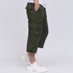 Pantacourt cargo homme �t� relaxed fit multi - poches sport avez ceinture - vert