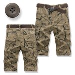 Pantacourt cargo homme multi - poches coupe droite casual pantalon court coton ete tissu confortable ...