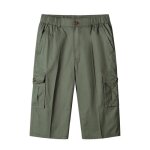 Pantacourt cargo multipoches homme coupe droite taille elastique casual pantalon court ete en coton couleur ...