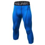Pantacourt collant de compression 3 - 4 running et fitness homme bleu - respirant - quickdry