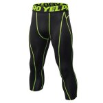 Pantacourt collant de compression 3 - 4 running et fitness homme - noir / vert - respirant