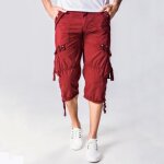 Pantacourt corsaire de loisir homme coupe large et multi - poches pantalon cargo rouge Pantacourt corsaire de loisir homme coupe large et multi - poches pantalon cargo rouge