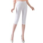 Pantacourt femme taille haute Élastique grande taille pantalon 3 - 4 léger stretch ete couleur unie - ... Pantacourt femme taille haute Élastique grande taille pantalon 3 - 4 léger stretch ete couleur unie - ...