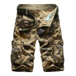 Pantacourt homme camouflage cargo baggy - sans ceinture - kaki