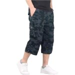 Pantacourt homme cargo en coton coupe droite taille standard élastiquée casual multipoches Pantacourt homme cargo en coton coupe droite taille standard élastiquée casual multipoches