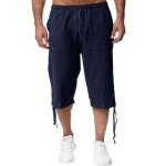 Pantacourt hommepantacourt en coton eté sport décontracté avec cordon de serrage hommes - bleu foncé Pantacourt hommepantacourt en coton eté sport décontracté avec cordon de serrage hommes - bleu foncé