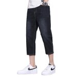 Pantacourt homme en jeans ete coupe droite casual pantalon court stretch 5 poches effet délavé - noir ... Pantacourt homme en jeans ete coupe droite casual pantalon court stretch 5 poches effet délavé - noir ...