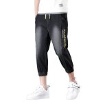 Pantacourt homme en jeans ete taille elastique pantalon court stretch effet d�lav�