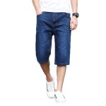 Pantacourt homme en jeans stretch regular droite casual pantalon court ete 5 poches effect dlav - bleu ...