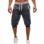 Pantacourt homme pantacourt jogging sport d�contract� et� avec cordon de serrage hommes - gris fonc�
