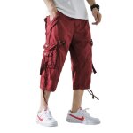 Pantacourt hommes multi - poche cargo pantacourt hommes sans ceinture casual pantacourt hommes baggy ...