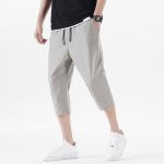 Pantacourt homme sechage rapide casual sport jogging extensible couleur unie confortable - gris clair ...