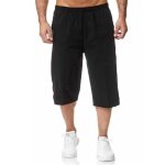 Pantacourt homme - leoclotho - d�contract� �t� en coton - noir
