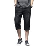 Pantacourt en jeans homme coupe droite stretch pantalon court fashion effet abrasion et dlav