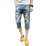 Pantacourt en jeans homme de marque dchir effet dchir baggy denim pantacourt homme outdoor casual ...