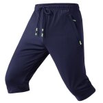 Pantacourt sport homme ete stretch coupe ample pantalon court respirant - bleu