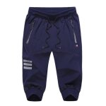 Pantacourt de sport homme taille elastique pantalon court coton stretch couleur unie - bleu Pantacourt de sport homme taille elastique pantalon court coton stretch couleur unie - bleu