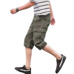 Pantacourt de travail homme cargo �t� relaxed fit multi - poches sport avez ceinture - vert - vert