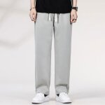 Pantalon baggy homme grande taille elastiquee coupe droite l�ger casual �t� - insfity - gris