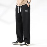 Pantalon baggy homme sport grande taille insfity - coupe droite taille elastiquee casual - noir