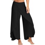 Pantalon bohme pour femme - zgeer - pantalon large en lin mlang sarouel - taille haute - noir