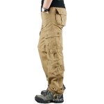 Pantalon cargo en coton pour homme coupe droite grande taille pantalon de travail 8 poches couleur unie ...