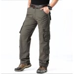 Pantalon cargo en coton pour homme coupe droite grande taille pantalon de travail 8 poches couleur unie ...