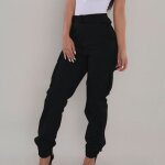Pantalon cargo femme - xym91111903bkl2 - noir - coupe cargo - style dcontract - combat militaire