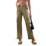 Pantalon cargo femme - insfity - coupe droite - multi - poches - vert militaire Pantalon cargo femme - insfity - coupe droite - multi - poches - vert militaire