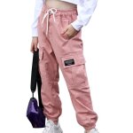 Pantalon cargo fille enfant inhzoy - rose - taille elastique 3 - 14 ans