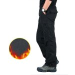 Pantalon cargo hiver homme multi - poches doubl polaire regular droit pantalon de travail en coton couleur ...